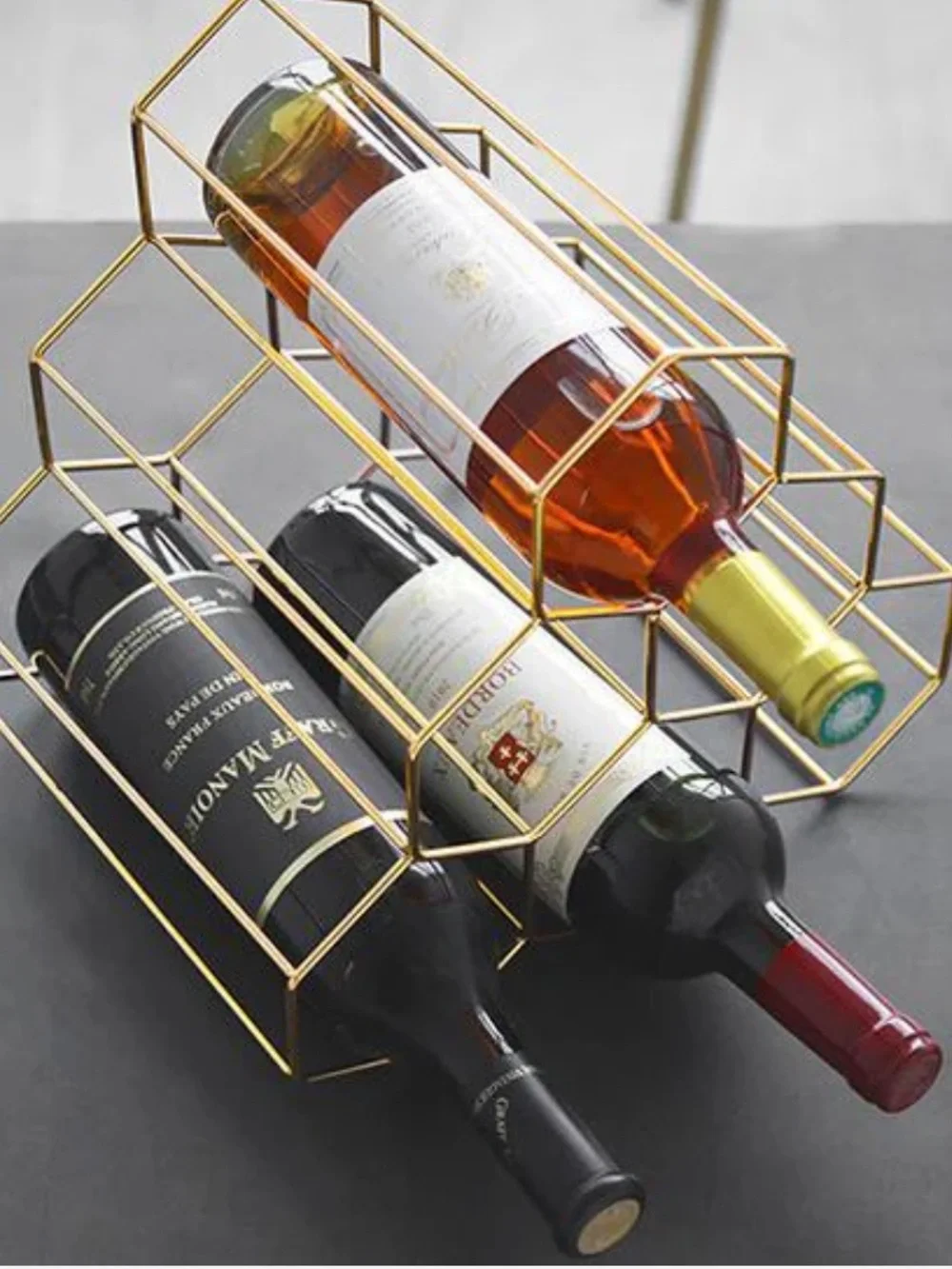 Gold Geometric Wine Rack - Picture 3 of 7